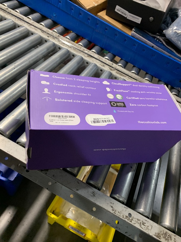 Photo 1 of (used/fair) C CUSHION LAB Deep Sleep Pillow, Patented Ergonomic Contour Design for Side & Back Sleepers, Orthopedic Cervical Shape Gently Cradles Head & Provides Neck Support & Shoulder Pain Relief - Calm Grey