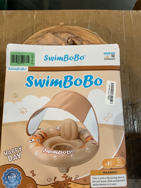 Photo 1 of Swimbobo Inflatable Baby Swimming Float with Safe Seat and Canopy for Age 6-36 Months Toddler (Beige Dog)
