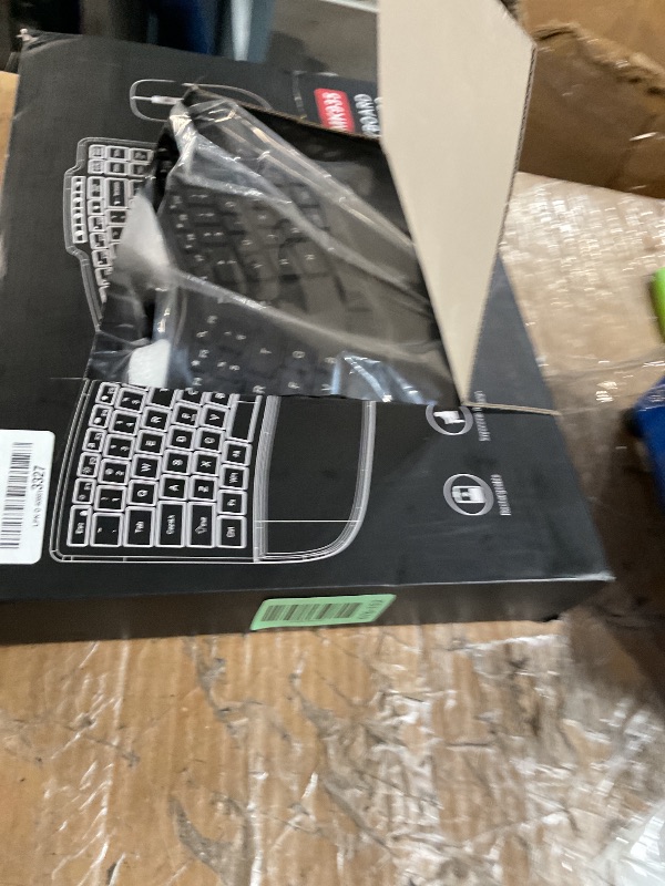 Photo 1 of (USED/FAIR) Ergonomic Wireless Keyboard Mouse, Wave Key Bluetooth/2.4G Split Design Ergo Keyboard Mouse Combo with Cushioned Palm Rest, Multi-Device, Rechargeable, for Multi-OS, Windows/Mac/Android