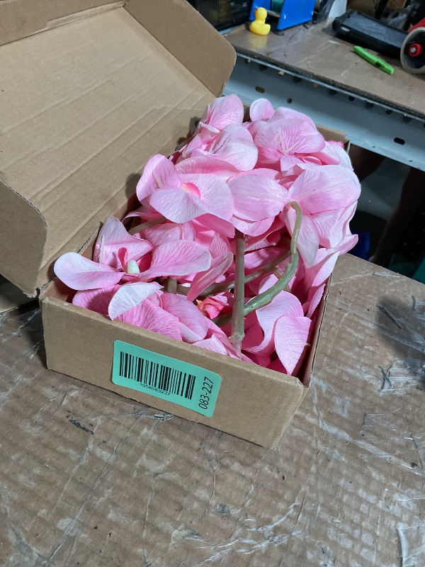 Photo 1 of (USED/FAIR) ICBOX 38 Inch 6 PCS Orchids Artificial Flowers Pink Fake Orchids Velvet Silk Orchids Faux Orchid Flowers Long Stem Artificial Flowers for Tall Vase for Home Wedding Decoration(Baby Pink)