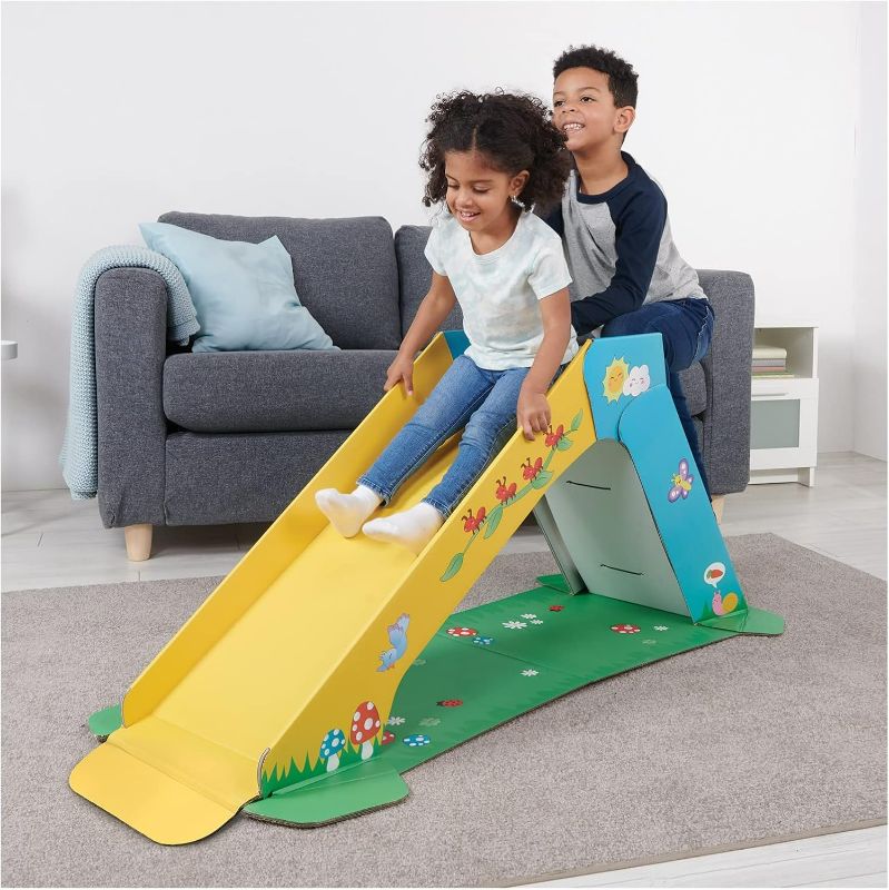 Photo 1 of (used/fair) Pop2Play Toddler Playground Indoor Slide for Kids – Durable Eco-Friendly Foldaway Cardboard Slide (Sunny)