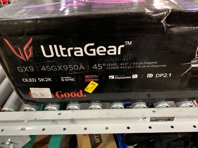 Photo 1 of ***(MAJOR DAMAGE/ SEE NOTES)***LG 45GX950A-B 45-inch Ultragear 5K2K WUHD (5120 x 2160) OLED Curved Gaming Monitor, Dual-Mode, 165Hz, 0.03ms, NVIDIA G-Sync, AMD FreeSync Premium Pro, HDR True Black 400, USB Type-C 90W, DP2.1, Black