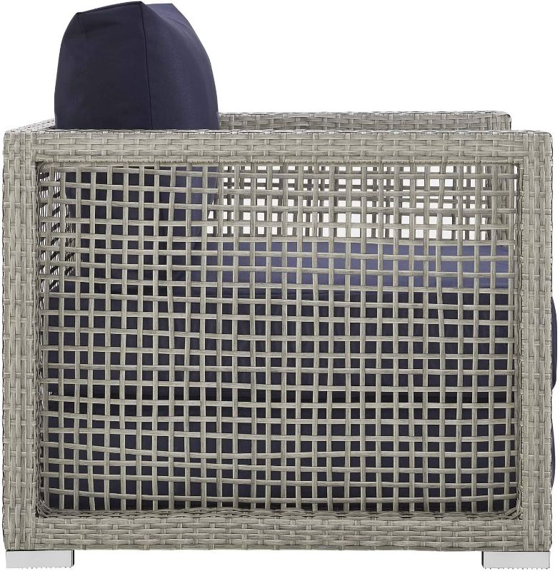 Photo 1 of ***(MISSING PARTS/ NOT A COMPLETE SET)***Modway Aura Outdoor Patio Wicker Rattan, Sofa, Loveseat, Armchair and Coffee Table, Gray Navy