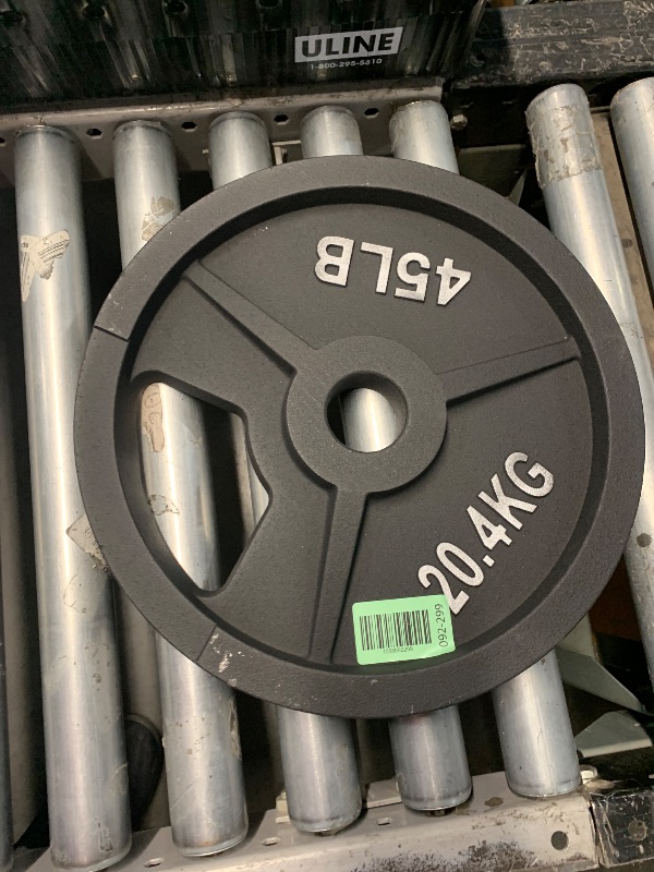 Photo 1 of ?45LB Single?2" Cast Iron Weight Plate | 45 LB Gym Plate with Silver Numbers | For Standard Barbell Bars & Home Fitness