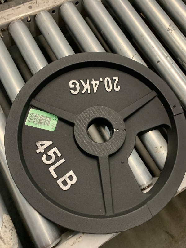 Photo 1 of ?45LB Single?2" Cast Iron Weight Plate | 45 LB Gym Plate with Silver Numbers | For Standard Barbell Bars & Home Fitness