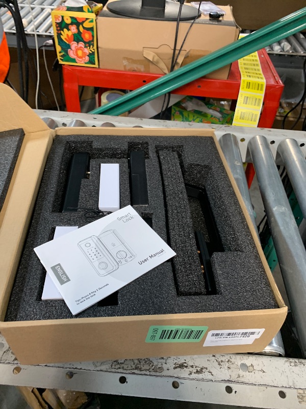 Photo 1 of (UNTESTED) (PARTIAL SET) Yosimika Fingerprint Smart Door Lock with Handle Set, Keyless Entry Door Lock with Keypad,5-in-1 Deadbolt,Bluetooth Deadbolt with Auto Lock,Black