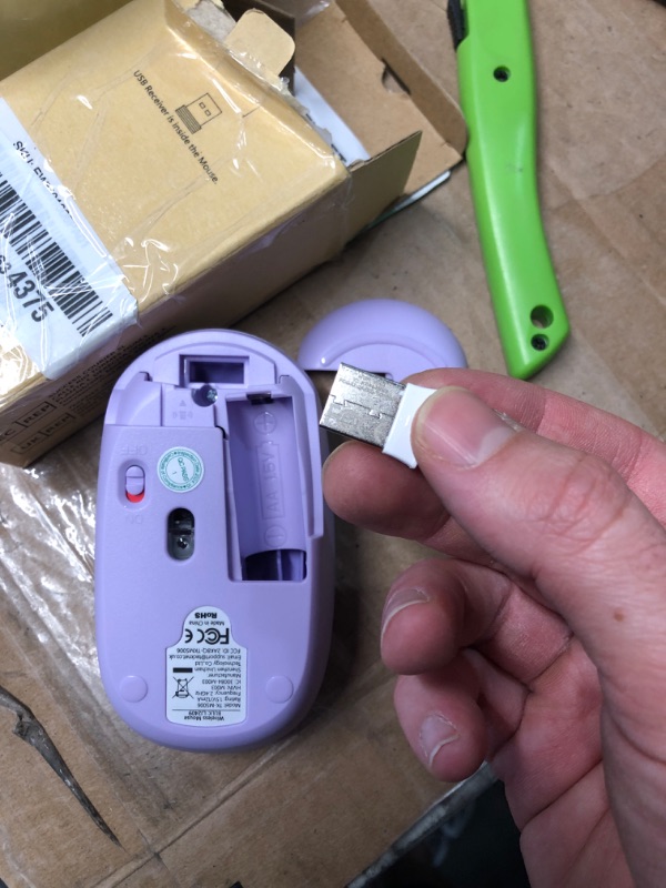Photo 1 of (FAIR) TECKNET Wireless Mouse, 2.4G Quiet Computer Mouse with USB Receiver, 4 Buttons Portable Cordless Mice for Chromebook, Laptop, PC, Mac, 800/1200/1600 DPI - Purple