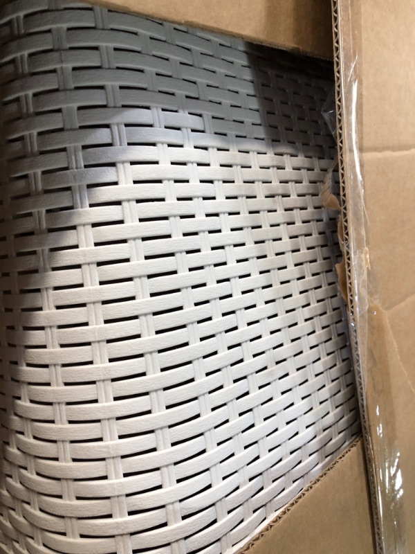 Photo 1 of ***(PARTIAL SET/ MISSING ONE)***Mind Reader Slim Laundry Hamper with Lid, 40L Clothes Basket, Premium Wicker Design, Plastic, Set of 2, Ivory