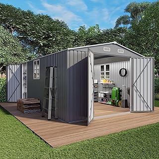 Photo 1 of ***STOCK PHOTO FOR REFERENCE ONLY*** Vigo huseeo 10X12 FT Outdoor Storage Shed, Galvanized Steel Garden Shed with Lockable Door & Window, Waterproof Metal Tool Storage for Garden, Backyard, Patio, Lawn(Peak Roof)