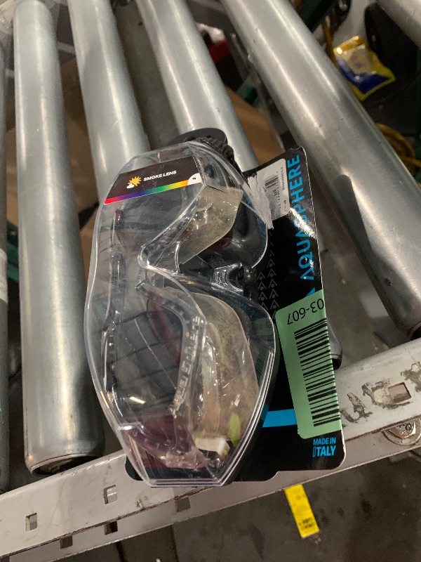 Photo 1 of ***(HEAVILY USED/ MINOR DAMAGE)***Aquasphere Vista XP Unisex Adult Swim Mask - Distortion Free Vision - Perfect for The Open Water Swimmer and Triathlon Training | Smoke Lens, Transparent/Black Frame