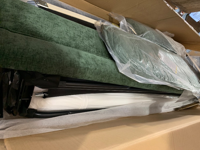 Photo 1 of ***PARTIAL SET*** ***BOX 2 OF 2*** Marsail Pull Out Sofa Bed, Queen Size Sleeper Sofa with Memory Foam Mattress, 2 USB Charging and Removable Covers, Loveseat for Living Room, Apartment, Supports 600 LBS, Chenille Fabric, Green