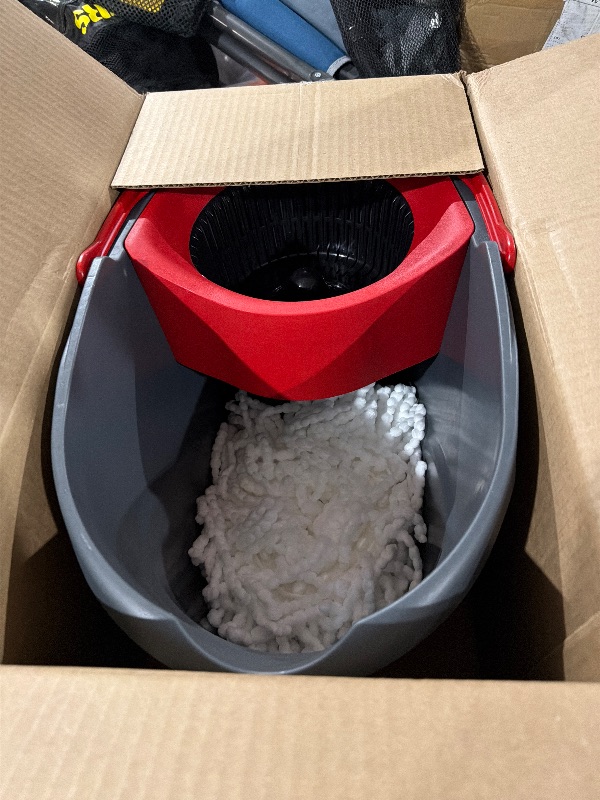 Photo 1 of ***(MISSING PARTS)***O-Cedar EasyWring Microfiber Spin Mop, Bucket Floor Cleaning System, Red, Gray, Standard