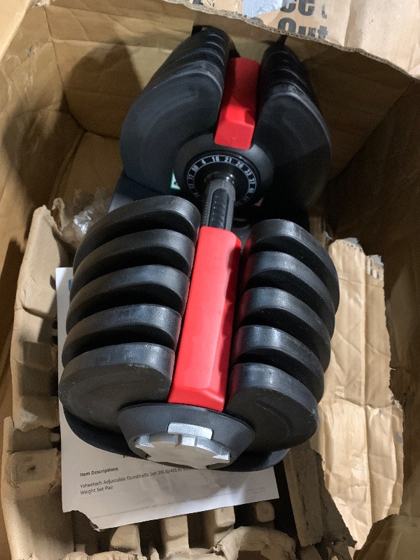 Photo 1 of (see all images) (defective)(sold for parts) Yaheetech Adjustable Dumbbells Set 90LB Adjustable Dumbbells Pair Fast Adjust Weight 2PCS
