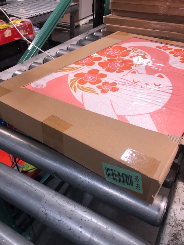 Photo 1 of ***ONE FRAME IS CUT OUT OF THE THREE*** 2pcs Boho Cats Canvas Wall Art Funny White Cat Wall Decor Pictures Cute Colorful Floral Cats Posters Prints for Living Room Bedroom Bathroom Nursery Home Decoration Ready To Hang