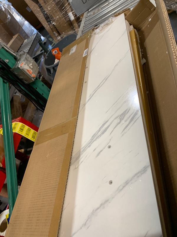 Photo 1 of ***(MINOR DAMAGE/ SEE NOTES)***Tribesigns Gold Console Table, Modern Hallway Table for Entryway, 43 Inch Entryway Tables Narrow Sofa Table for Living Room, Stable Metal Frame & Easy Assemble, Faux Marble White