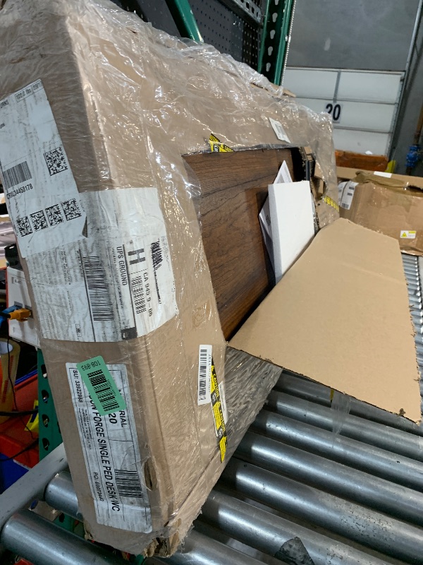 Photo 1 of Sauder Carson Forge Vintage Rustic Computer Desk for Home Office with Drawers, in Washington Cherry