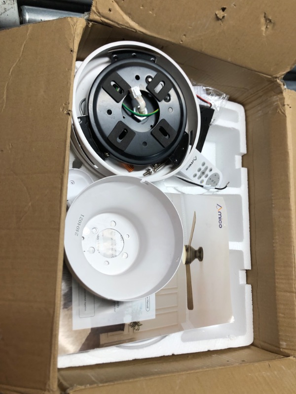 Photo 5 of (used)(incomplete) Amico Ceiling Fans with Lights, 42 inch Low Profile Ceiling Fan with Light and Remote Control, Flush Mount, Reversible, 3CCT, Dimmable