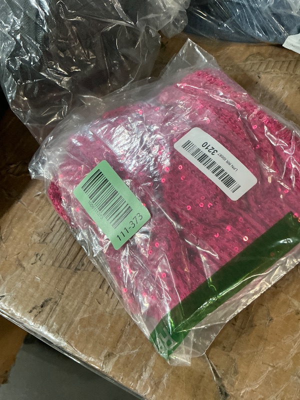 Photo 1 of (small) (bagged) Women's High Waisted Glitter Sparkly Shorts - Concert Outfit for Women, Disco Party Shorts, Dance Festival Rave - Hot Pink, Small