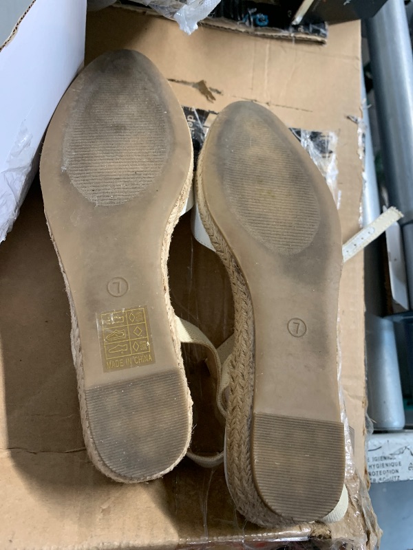 Photo 1 of ***(HEAVILY USED/ MINOR DAMAGE)***DREAM PAIRS Womens DPW211 Platform Ankle Strap Closed Toe Espadrille Wedge Sandals, Creamy/White, Size 7