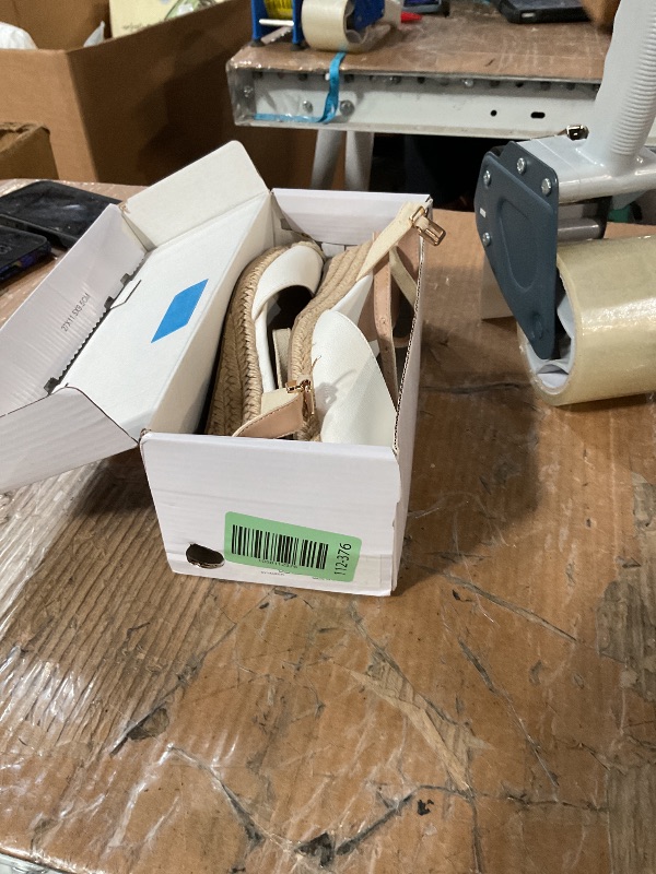 Photo 1 of ***(HEAVILY USED/ MINOR DAMAGE)***DREAM PAIRS Womens DPW211 Platform Ankle Strap Closed Toe Espadrille Wedge Sandals, Creamy/White, Size 7