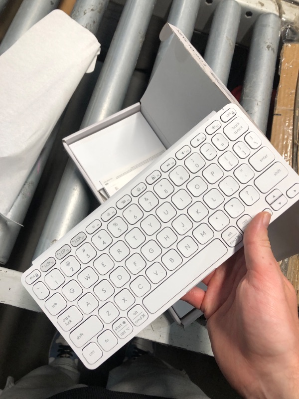 Photo 1 of (UNABLE TO TEST FULLY) Logitech Keys-to-GO 2 Portable Compact Wireless Keyboard with Built-in Cover, Slim Tablet Keyboard for iPad, iPhone, Mac, Apple TV - Pale Grey