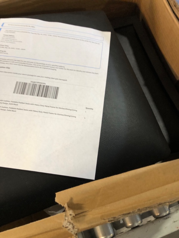 Photo 1 of (2 OF 4) (USED/FAIR) VECELO Folding Chairs Set of 4 with Cushion, Foldable Padded Seats with Heavy Duty Metal Frame for Kitchen/Dining/Living Room, No Assembly & Space Saving Design, Solid Black