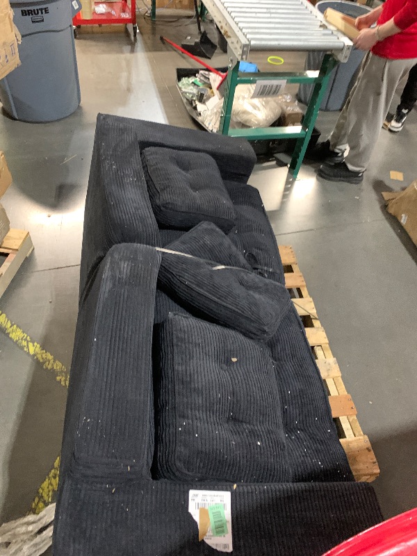 Photo 1 of ***PALLET TRUCK OR TRAILER ICKUP ONLY***
MAXYOYO 3 Seater Couch for Living Room, Boneless Couch with Tufted Cushion & Backrest, Upholstered Floor Sofa with Armrests, Sofa in A Box, No Assembly Required, Black