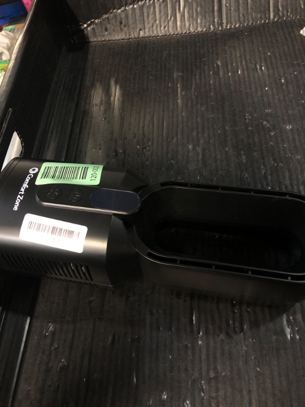 Photo 1 of (MISSING POWER CORD) (NO BOX OR BAG) Comfort Zone 14-Inch Rechargeable Bladeless Tabletop Fan with 5 Speeds, Display Screen, Non-Slip Feet, Quiet Operation – Portable Personal Fan for Bedroom, Home, or Office, Black