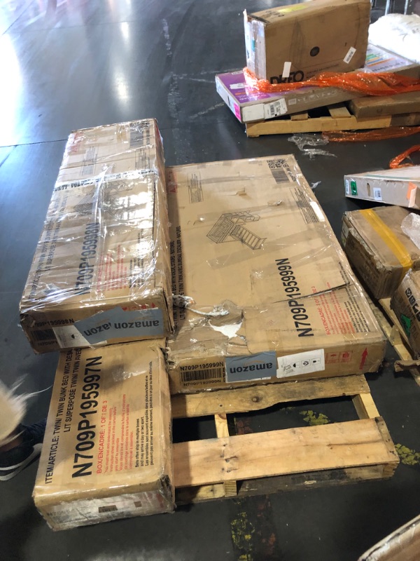 Photo 1 of (truck/trailer pick up only)
Twin Over Twin Bunk Bed & Loft Bed with Built-in Desk, Drawers, Shelves and Storage Staircase, Separate Design