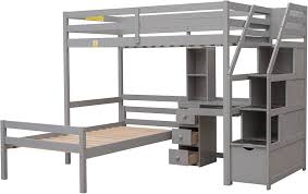 Photo 1 of (truck/trailer pick up only)
Twin Over Twin Bunk Bed & Loft Bed with Built-in Desk, Drawers, Shelves and Storage Staircase, Separate Design