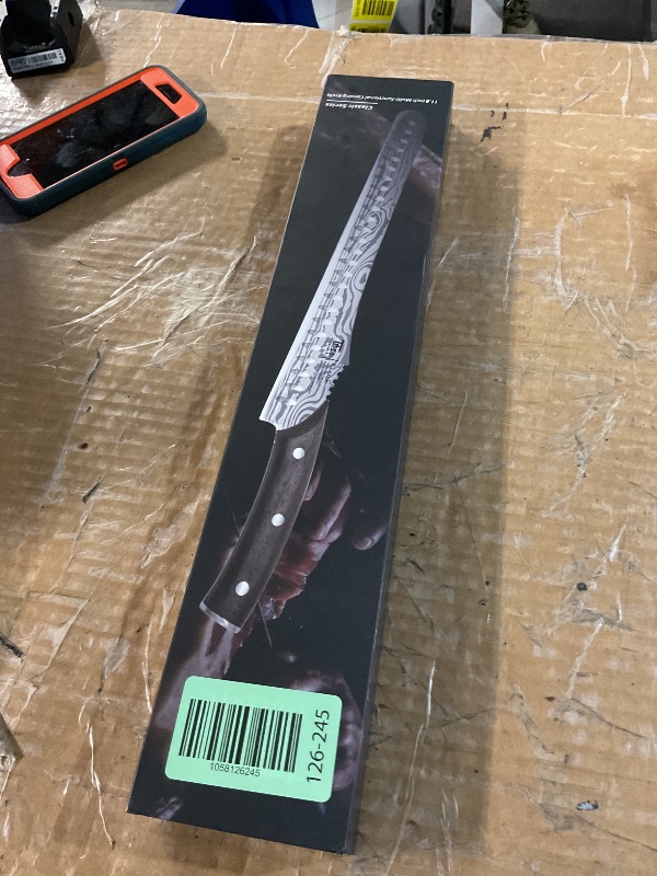 Photo 1 of SYOKAMI Brisket Slicing Knife, 12 Inch Multifunction Carving Knife for Meat Cutting, Japanese Style Meat Slicer with Wood Full Tang Handle, Damascus Pattern Long Slicing for Roast Beef, Ideal for Gift