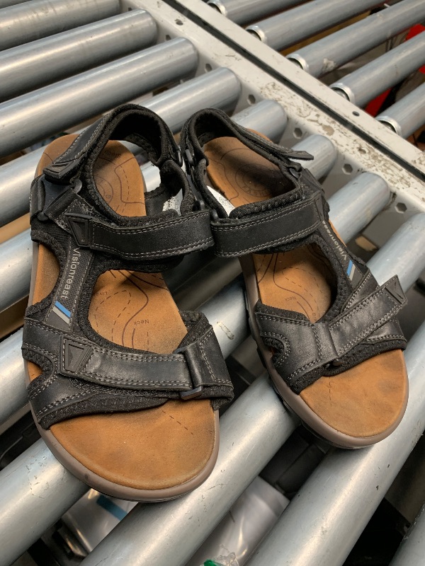 Photo 1 of (used) visionreast Mens Open Toe Leather Sandals Outdoor Hiking Non Slip Sandals Air Cushion Soprt Casual Beach Sandals