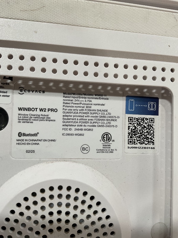 Photo 1 of (PARTS) (NOT FUNCTIONAL) ECOVACS WINBOT W2 PRO Window Cleaning Robot, 3 Nozzles Water Sprayer, 10-Level Protection System, Win-SLAM 4.0 Path Planning, Steady-Climbing System, Edge Detection, App Control