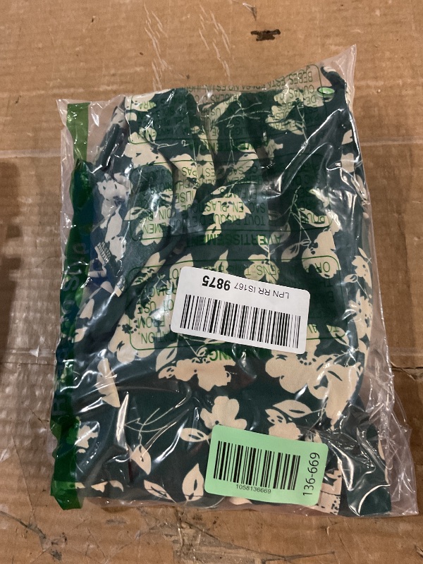 Photo 1 of ***(MINOR DAMAGE SEE NOTES)***MITILLY Women's Boho Floral Print Flutter Short Sleeve V Neck Button Down Swing Midi Dress with Pockets Small Green