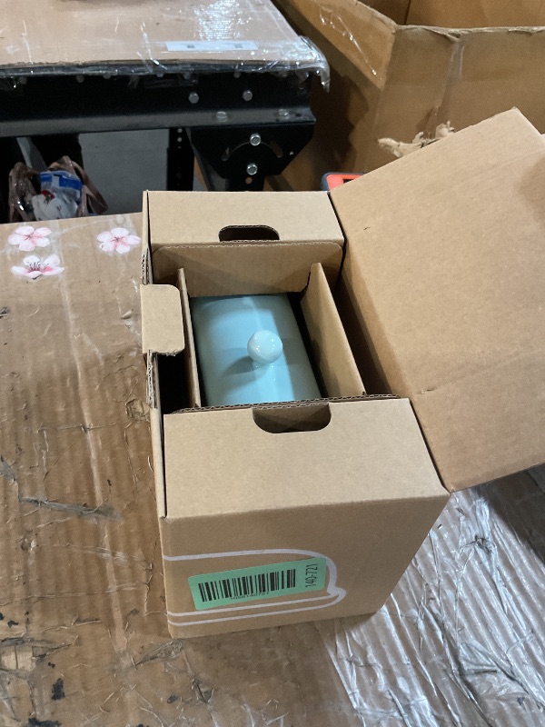 Photo 1 of ***(MAJOR DAMAGE/ SEE NOTES)***Nucookery Ceramic Butter Dish with Lid | Raised Legs and Non-Slip Strip Design | Porcelain Health | Dishwasher Safe, Lake Blue