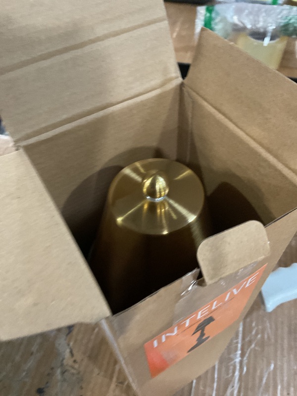 Photo 1 of ***(PARTS ONLY/ MAJOR DAMAGE/ NON FUNCTIONAL)***LED Cordless Rechargeable Table Lamp, Small Battery Operated Brass Lamp for Restaurant Dining Dinner Table Countertop, Portable Metal Touch Dimmable Table Light for Bedside Bars Patio Outdoor