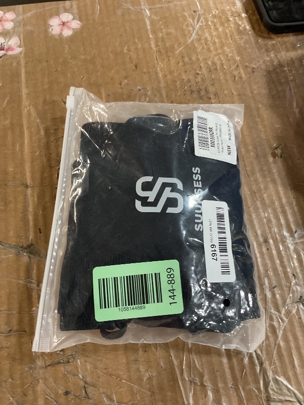 Photo 1 of (in dark blue) UUKSESS Women Seamless 2 piece Workout Sets Strappy Padded Sports Bra Booty High Waisted Shorts Outfits (Black,S)