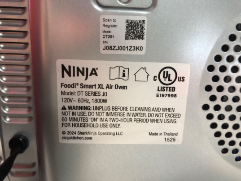 Photo 1 of ***DAMAGED - CRUSHED - SEE PICTURES***
Ninja DT251 Foodi 10-in-1 Smart XL Air Fry Oven, Bake, Broil, Toast, Roast, Digital Toaster, Thermometer, True Surround Convection up to 450°F, includes 6 trays & Recipe Guide, Silver
