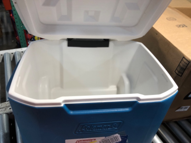 Photo 1 of ***DAMAGED - MISSING WHEELS - SEE PICTURES***
Coleman 60qt Rolling Cooler with Wheels, Insulated Portable Wheeled Chiller with Ice Retention, Made in USA