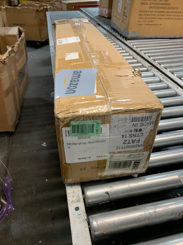 Photo 1 of MODERN Hexagon LED Light: 14-Grid Honeycomb System with Border, 720W 86400LM 6500K Daylight for Garage, Car Detailing & Exhibition Hall Lighting