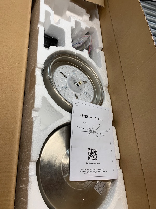 Photo 1 of ***(PARTS ONLY/ MISSING PARTS/ NON FUNCTIONAL)*** ZMISHIBO 72 inch Smart Aluminium Blade Ceiling Fans with Lights and Remote, Outdoor Large Ceiling Fans with Remote/Alexa/App for Patio Living Room, Nickel Ceiling Fan, 8 Blades