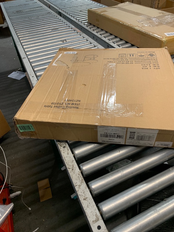 Photo 1 of (PARTIAL SET) Smuxee White Nesting Coffee Table Set of 2, 27.6" Round Coffee Table Wooden Marble Pattern with Adjustable Non-Slip Feet