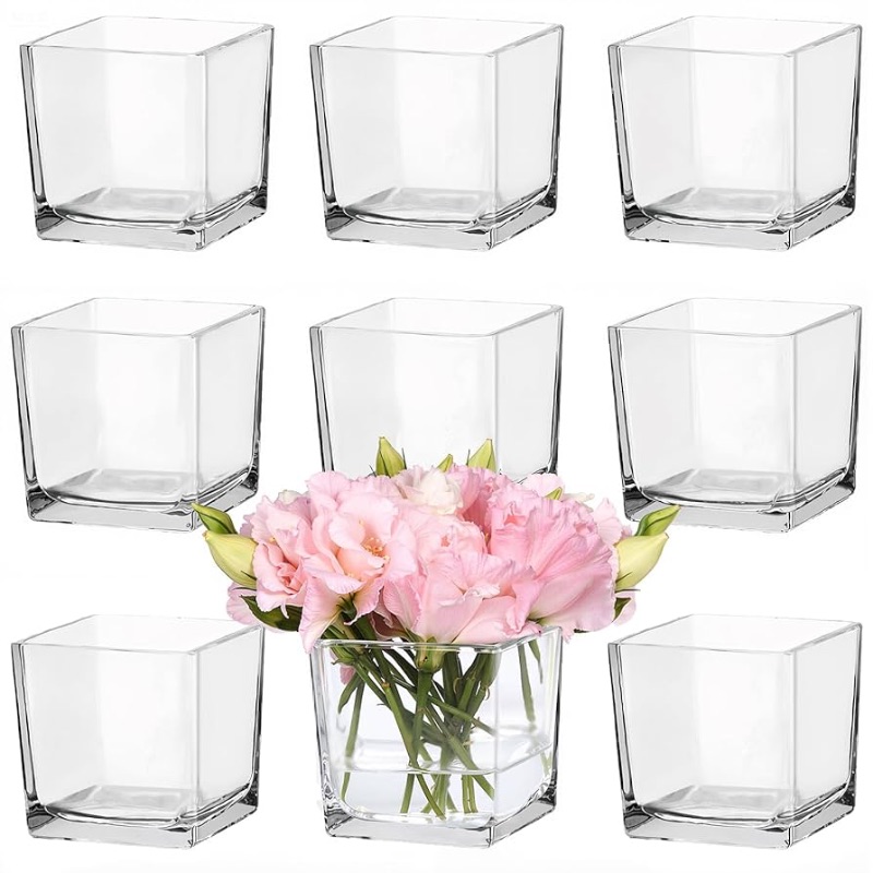 Photo 1 of
Square Glass Vases Set of 6 – Hewory 5"x5" Clear Cube Flower Vase Candle Holders for Wedding Centerpieces Home Decor Events Party Ceremony (Not Include Flower and Candle)