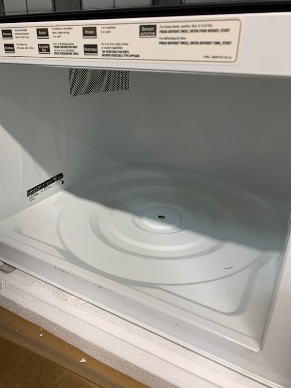 Photo 1 of (used)(missing pieces)(see images) GE Countertop Microwave Oven, 1,200-watt Capacity, 2.0 Cubic Ft., 8 Auto Setting Cooking Settings, Child-Lock Technology