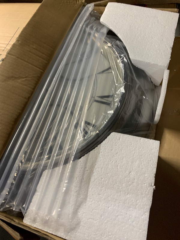 Photo 1 of ANDY STAR 24 Inch Outdoor Clocks Waterproof,Large Outdoor Wall Clocks for Garden Patio Pool, Weatherproof Illuminated Metal Clock Battery Operated with Thermometer&Hygrometer, Silver Non Ticking