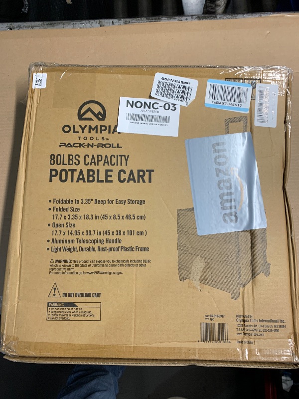 Photo 1 of (broken handle) Olympia Tools 85-010 Grand Pack-N-Roll Portable Tools Carrier with Telescopic Handle, 80 Lb. Load Capacity, Black