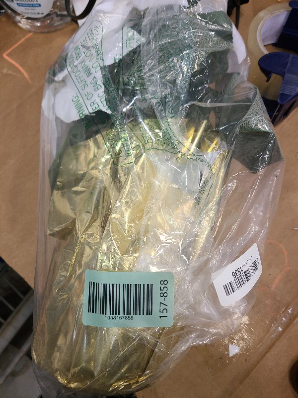 Photo 1 of 15 Inch Potted White Poinsettia Plant - Artificial Christmas Poinsettia Plant in Gold Foil Wrap