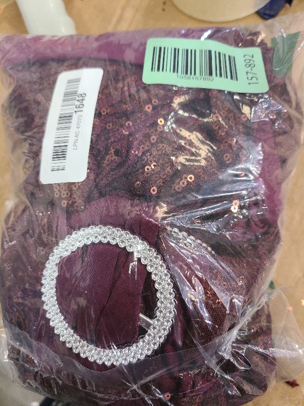 Photo 1 of 25 PCS Stretch Sequin Chair Sashes Chair Stretchy Spandex Bands for Wedding Reception Events Banquets Chairs Decoration (Burgundy)