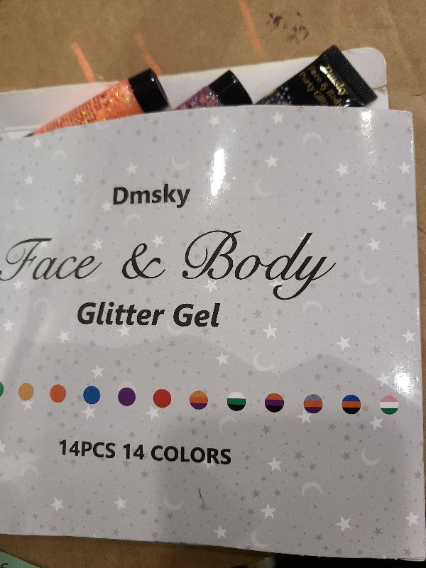 Photo 1 of 14 Colors Body Glitter,Face Glitter Makeup for Kids Women,Sparkly Chunky Hair Glitter for Eye Lip Nails,Mardi Gras Glitter Makeup Face Paint,Singer Concerts Disco Rave Festival Accessories-Hallowmas