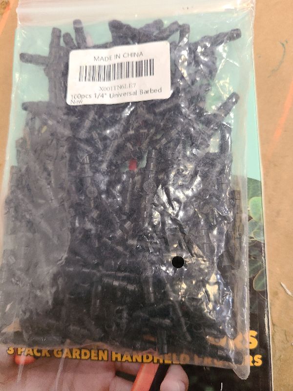 Photo 1 of 100pcs 1/4" Universal Barbed Tee Fittings, Kalolary Barbed Connectors Drip Irrigation for 1/4 Inch Water Hose Connectors 4mm/7mm Water Tube Drip Irrigation Watering System